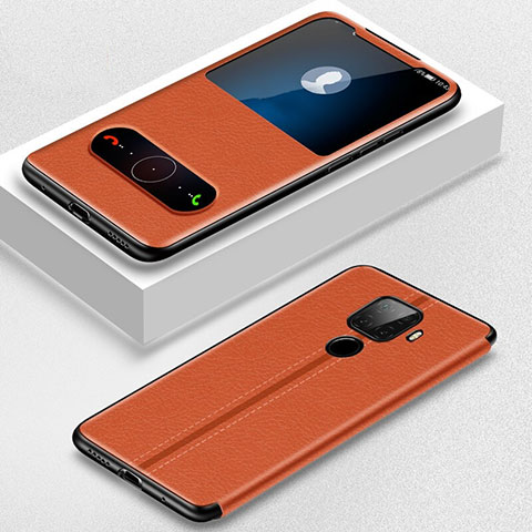 Funda de Cuero Cartera con Soporte Carcasa para Huawei Mate 30 Lite Naranja