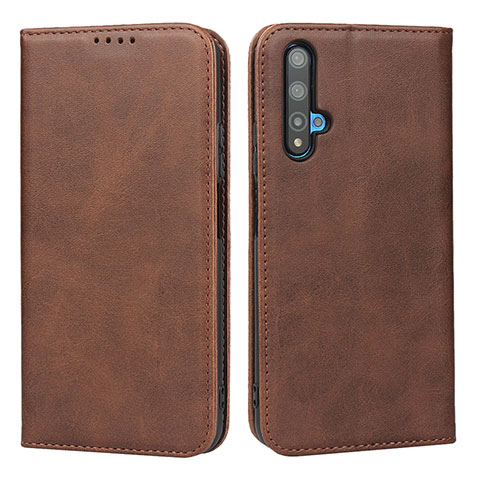 Funda de Cuero Cartera con Soporte Carcasa para Huawei Nova 5T Marron