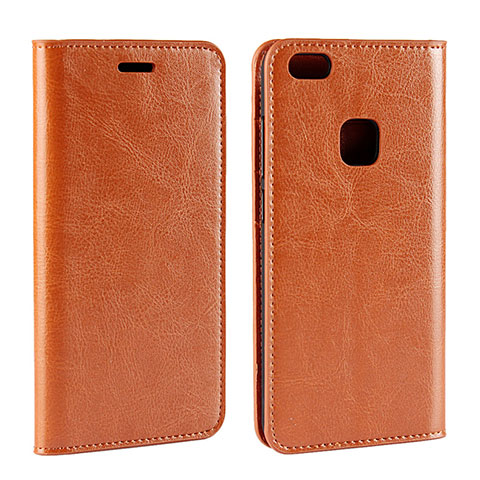 Funda de Cuero Cartera con Soporte Carcasa para Huawei P10 Lite Naranja