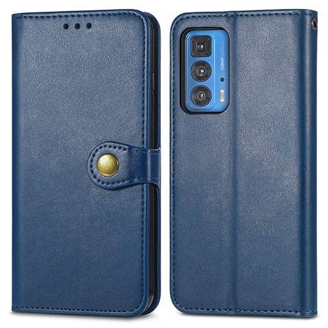 Funda de Cuero Cartera con Soporte Carcasa para Motorola Moto Edge 20 Pro 5G Azul