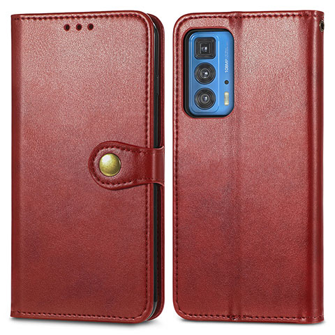 Funda de Cuero Cartera con Soporte Carcasa para Motorola Moto Edge 20 Pro 5G Rojo