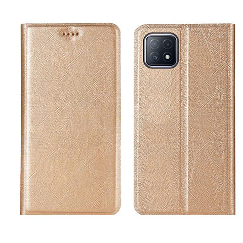 Funda de Cuero Cartera con Soporte Carcasa para Oppo A72 5G Oro