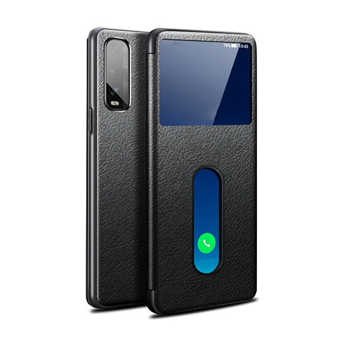 Funda de Cuero Cartera con Soporte Carcasa para Oppo Find X2 Negro