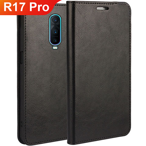 Funda de Cuero Cartera con Soporte Carcasa para Oppo R17 Pro Negro