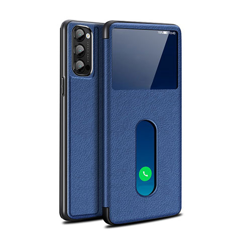 Funda de Cuero Cartera con Soporte Carcasa para Oppo Reno4 5G Azul