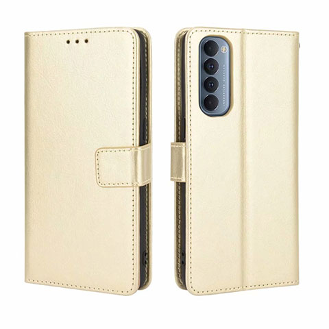 Funda de Cuero Cartera con Soporte Carcasa para Oppo Reno4 Pro 4G Oro