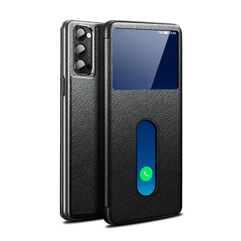 Funda de Cuero Cartera con Soporte Carcasa para Oppo Reno4 Pro 5G Negro