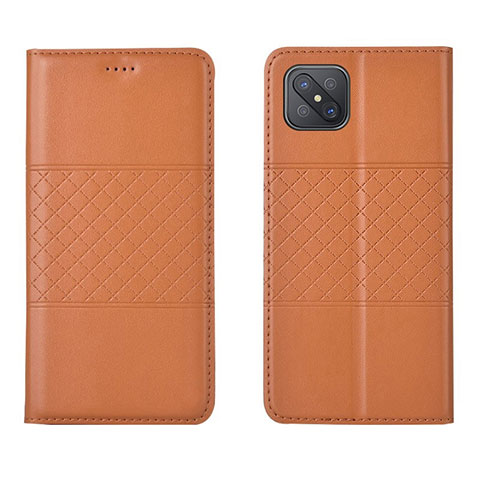 Funda de Cuero Cartera con Soporte Carcasa para Oppo Reno4 Z 5G Naranja