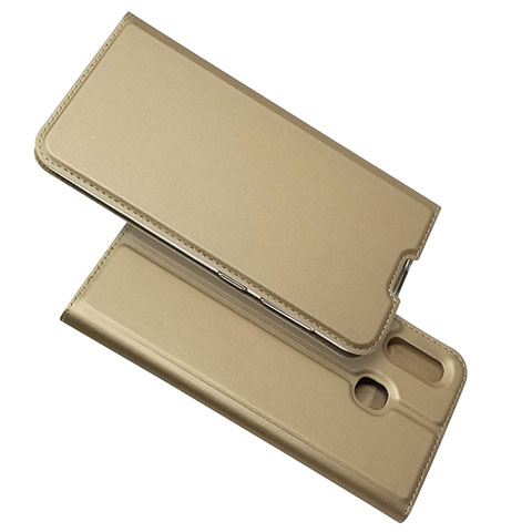 Funda de Cuero Cartera con Soporte Carcasa para Samsung Galaxy A20 Oro