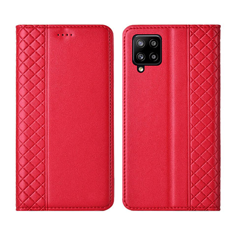 Funda de Cuero Cartera con Soporte Carcasa para Samsung Galaxy A42 5G Rojo