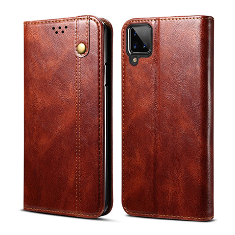 Funda de Cuero Cartera con Soporte Carcasa para Samsung Galaxy F12 Marron