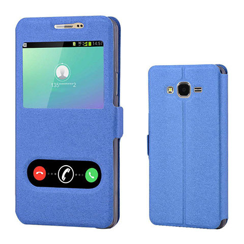 Funda de Cuero Cartera con Soporte Carcasa para Samsung Galaxy On7 Pro Azul