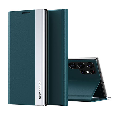 Funda de Cuero Cartera con Soporte Carcasa para Samsung Galaxy S22 Ultra 5G Verde