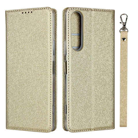 Funda de Cuero Cartera con Soporte Carcasa para Sony Xperia 1 II Oro