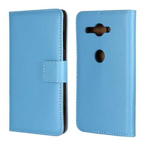 Funda de Cuero Cartera con Soporte Carcasa para Sony Xperia XZ2 Compact Azul Cielo