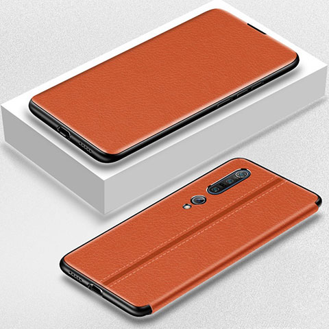 Funda de Cuero Cartera con Soporte Carcasa para Xiaomi Mi 10 Pro Naranja