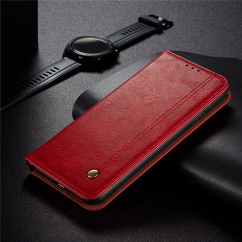 Funda de Cuero Cartera con Soporte Carcasa para Xiaomi Redmi 9C NFC Rojo