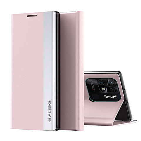 Funda de Cuero Cartera con Soporte Carcasa Q01H para Xiaomi Redmi 10C 4G Oro Rosa
