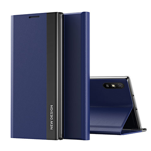 Funda de Cuero Cartera con Soporte Carcasa Q01H para Xiaomi Redmi 9A Azul