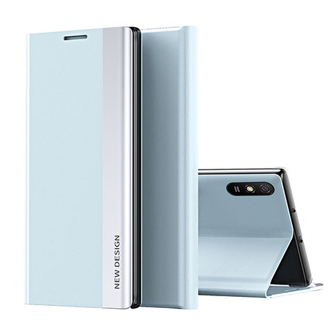 Funda de Cuero Cartera con Soporte Carcasa Q01H para Xiaomi Redmi 9AT Azul Cielo