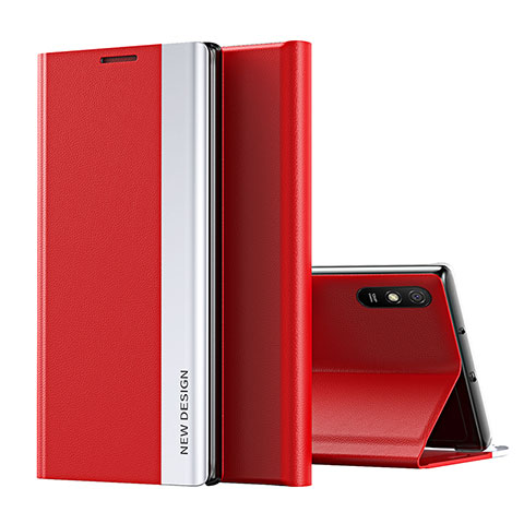 Funda de Cuero Cartera con Soporte Carcasa Q01H para Xiaomi Redmi 9AT Rojo