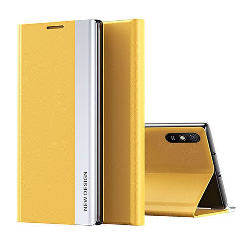 Funda de Cuero Cartera con Soporte Carcasa Q01H para Xiaomi Redmi 9i Amarillo