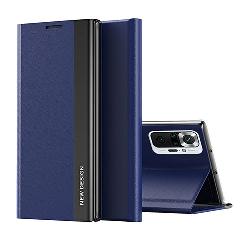 Funda de Cuero Cartera con Soporte Carcasa Q01H para Xiaomi Redmi Note 10 Pro 4G Azul