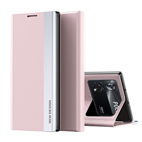 Funda de Cuero Cartera con Soporte Carcasa Q01H para Xiaomi Redmi Note 11E Pro 5G Oro Rosa