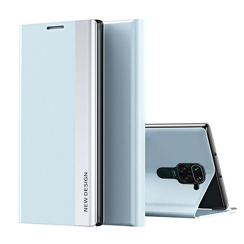 Funda de Cuero Cartera con Soporte Carcasa Q01H para Xiaomi Redmi Note 9 Azul Cielo