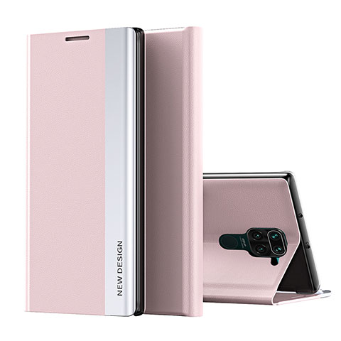 Funda de Cuero Cartera con Soporte Carcasa Q01H para Xiaomi Redmi Note 9 Oro Rosa