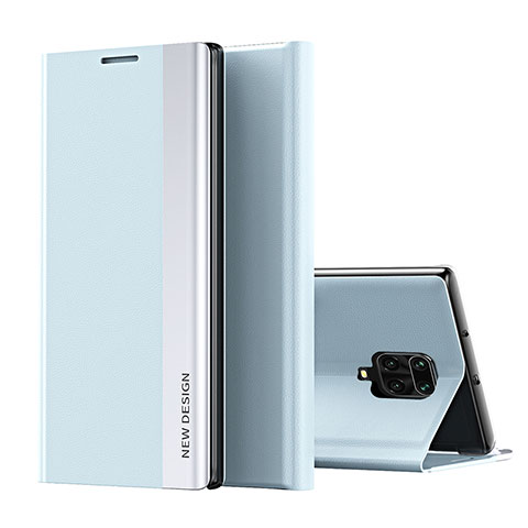 Funda de Cuero Cartera con Soporte Carcasa Q01H para Xiaomi Redmi Note 9 Pro Azul Cielo