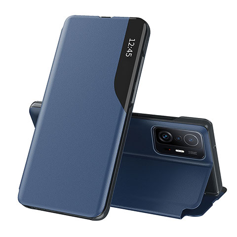 Funda de Cuero Cartera con Soporte Carcasa Q02H para Xiaomi Mi 11T Pro 5G Azul