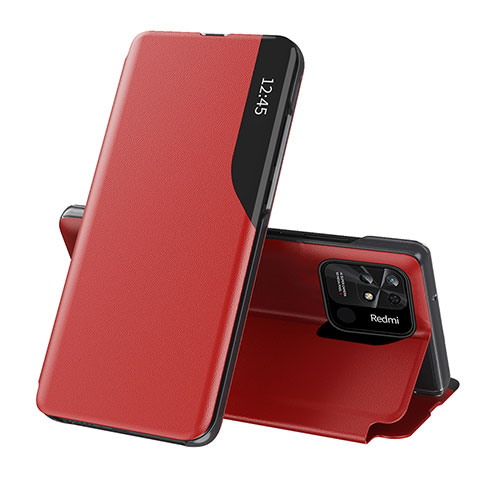 Funda de Cuero Cartera con Soporte Carcasa Q02H para Xiaomi Redmi 10C 4G Rojo