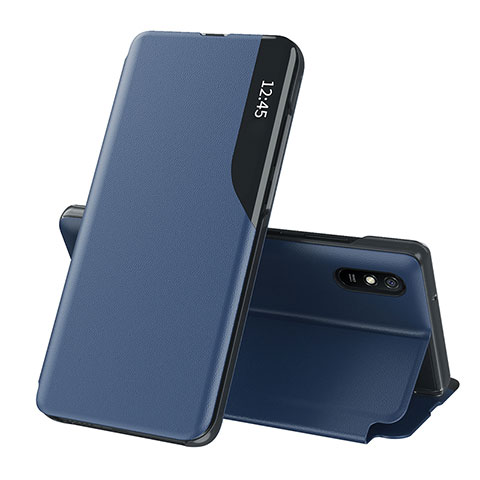 Funda de Cuero Cartera con Soporte Carcasa Q02H para Xiaomi Redmi 9A Azul