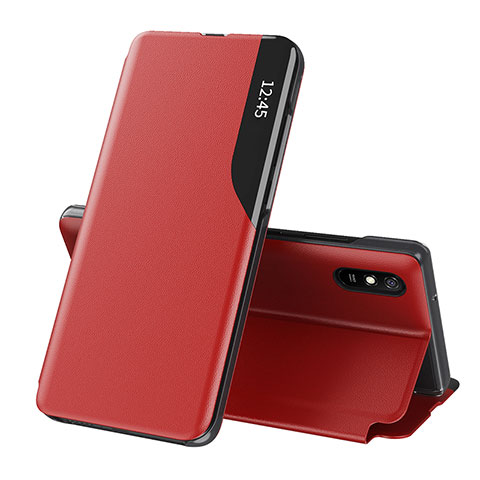 Funda de Cuero Cartera con Soporte Carcasa Q02H para Xiaomi Redmi 9AT Rojo