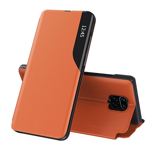 Funda de Cuero Cartera con Soporte Carcasa Q02H para Xiaomi Redmi Note 9 Pro Naranja