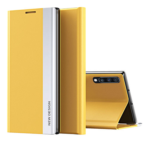 Funda de Cuero Cartera con Soporte Carcasa QH1 para Samsung Galaxy A70 Amarillo
