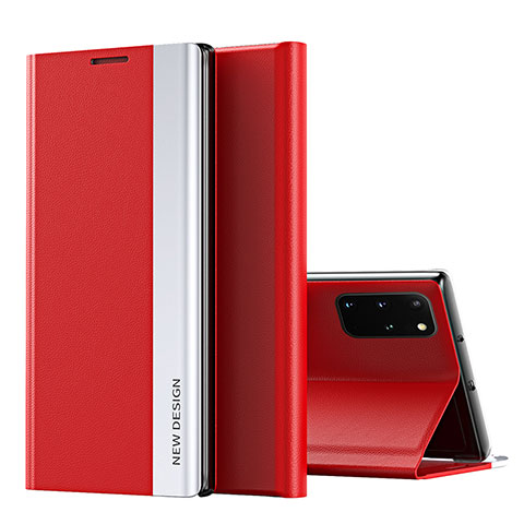 Funda de Cuero Cartera con Soporte Carcasa QH1 para Samsung Galaxy S20 Plus 5G Rojo
