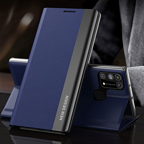 Funda de Cuero Cartera con Soporte Carcasa QH3 para Samsung Galaxy M31 Azul