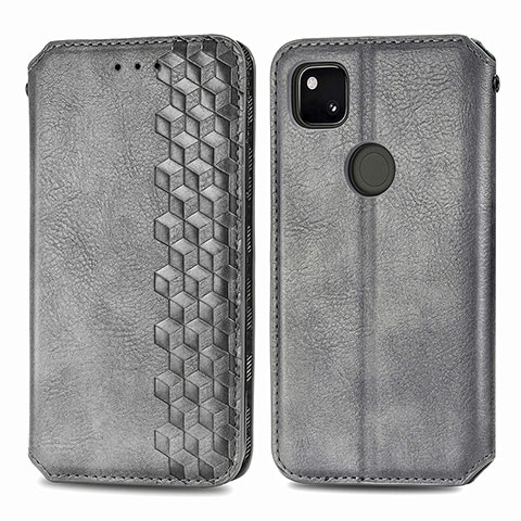 Funda de Cuero Cartera con Soporte Carcasa S01D para Google Pixel 4a Gris