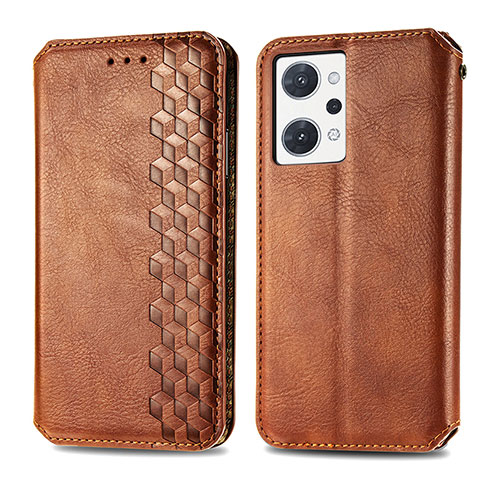 Funda de Cuero Cartera con Soporte Carcasa S01D para Oppo Reno7 A Marron