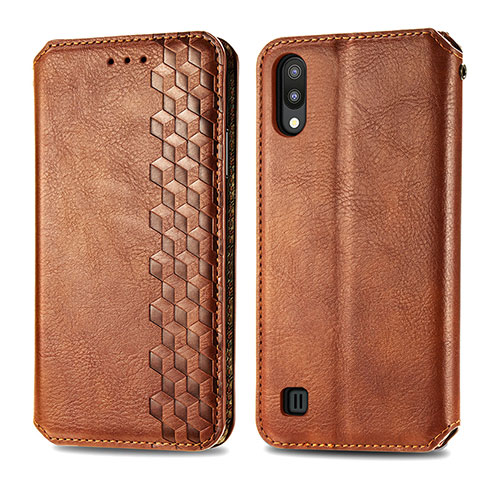 Funda de Cuero Cartera con Soporte Carcasa S01D para Samsung Galaxy M10 Marron