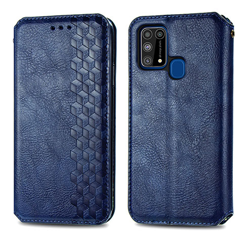 Funda de Cuero Cartera con Soporte Carcasa S01D para Samsung Galaxy M31 Prime Edition Azul