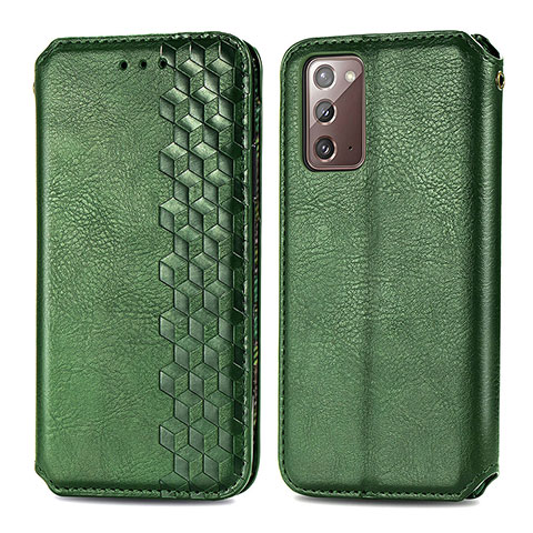 Funda de Cuero Cartera con Soporte Carcasa S01D para Samsung Galaxy Note 20 5G Verde