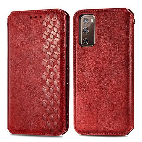 Funda de Cuero Cartera con Soporte Carcasa S01D para Samsung Galaxy S20 FE (2022) 5G Rojo