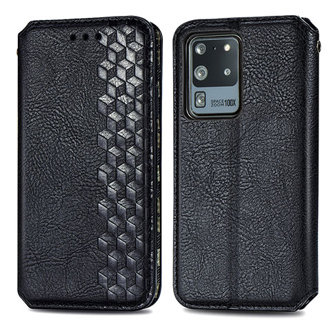 Funda de Cuero Cartera con Soporte Carcasa S01D para Samsung Galaxy S20 Ultra Negro