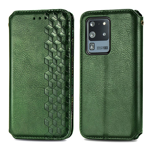 Funda de Cuero Cartera con Soporte Carcasa S01D para Samsung Galaxy S20 Ultra Verde