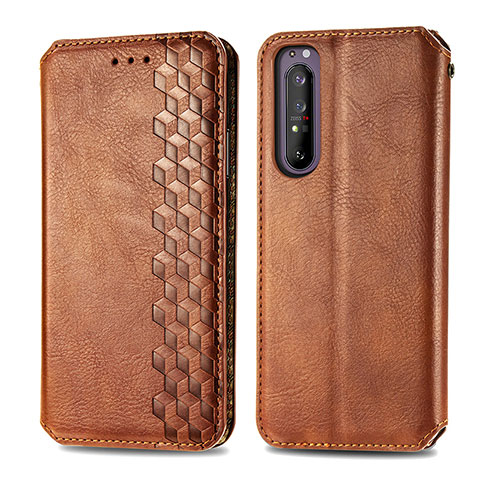 Funda de Cuero Cartera con Soporte Carcasa S01D para Sony Xperia 1 II Marron