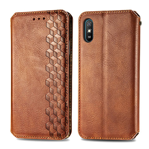 Funda de Cuero Cartera con Soporte Carcasa S01D para Xiaomi Redmi 9i Marron