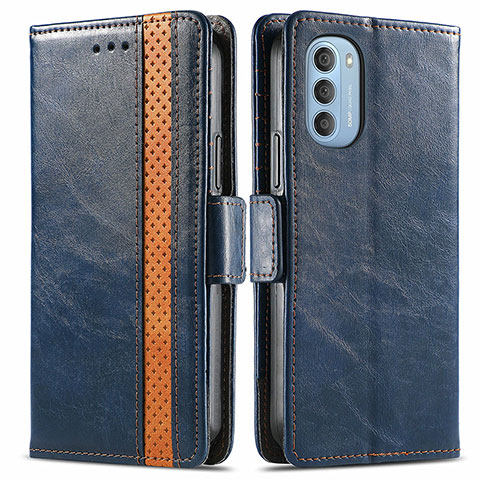 Funda de Cuero Cartera con Soporte Carcasa S02D para Motorola Moto G51 5G Azul